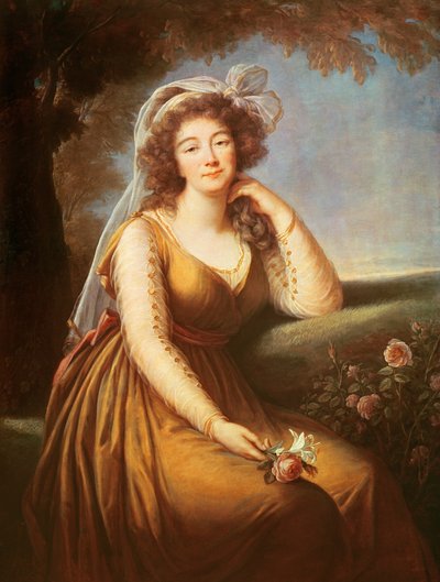 Condesa du Barry, sosteniendo una rosa de Elisabeth Louise Vigee Lebrun